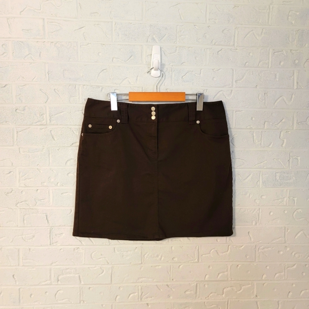 vintage y2k ann taylor loft brown cotton mini skirt curvy